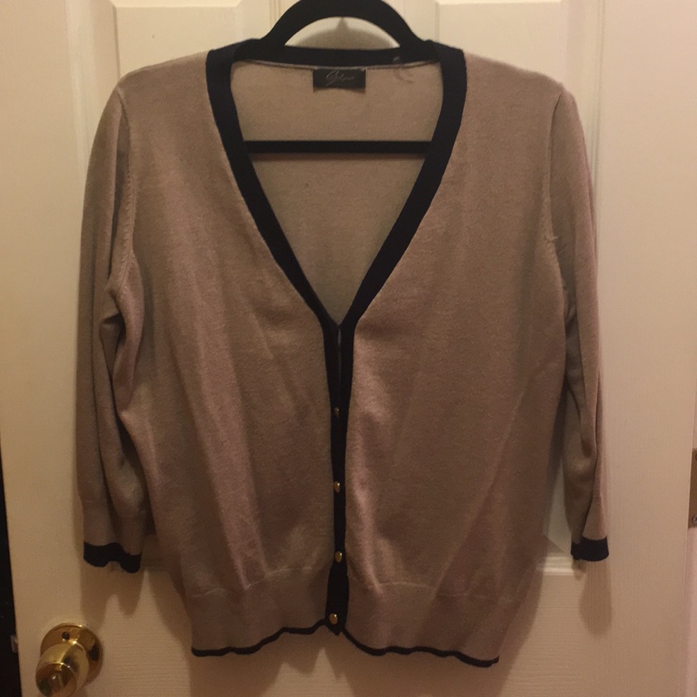 Beige and navy cardigan